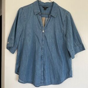 J. Crew Chambray Short-Sleeve Popover, Small Petite, NWT
